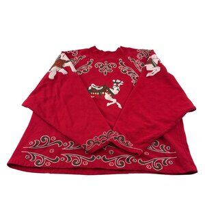 Carousel Camel Vintage Embroidered Red Spumoni Sweatshirt Size Large Christmas